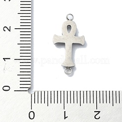 304ステンレススチールクリスタルラインストーンコネクタチャーム  アンククロスリンク  ステンレス鋼色  20x10x2mm  穴：1.6mm&nbsp;STAS-Z065-02P-01