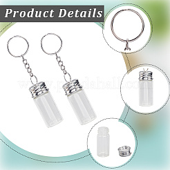 Diyキーホルダーキット  ガラスの透明なボトルビーズの容器を含む  アイアン製キーリング  プラチナ  52mm  10pc&nbsp;DIY-SC0029-82B