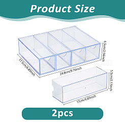2Pcs 4 Grids Transparent Acrylic Storage Drawer Minifigures Display Case&nbsp;ODIS-WH0079-057
