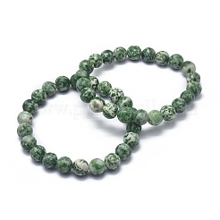 Natural Green Spot Jasper Bead Stretch Bracelets&nbsp;BJEW-K212-A-017