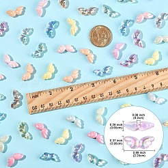 60個 2スタイル 透明&不透明 UVメッキアクリルビーズ  虹色の  翼  ミックスカラー  9.5x21.5~22x6.5mm  穴：1.8~2mm  30個/スタイル&nbsp;PACR-YW0001-30