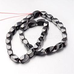 非磁性合成ヘマタイトビーズ連売り  ツイストオーバル  原色  12x8mm  穴：1mm  約33個/連  15.7インチ&nbsp;G-F300-11B-09