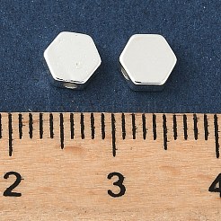 真鍮ビーズ  ニッケルフリー  ラックめっき  長持ちメッキ  銀  六角  5x5.5x2.3mm  穴：1.2mm&nbsp;KK-D386-19P-02