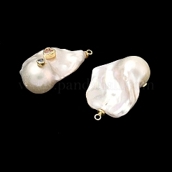 Brass & Pearl Micro Pave Cubic Zirconia Pendants&nbsp;KK-H259-13D-G01