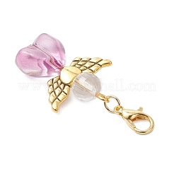 Transparent Glass Heart Angel Pendant Decorations&nbsp;HJEW-JM04410