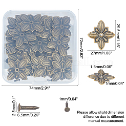 鉄のビーズ  鉄ねじ付き  スモモの花  アンティークブロンズ  29.5x27x1mm  穴：1.5mm  ネジ:6.5x2.5mm  ピン：1mm  50セット /箱&nbsp;AJEW-GA0001-55