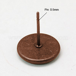 真鍮のスタッドのピアスのセッティング  ニッケルフリー  赤銅鉱  10mm  トレイ：8mm  ピン：0.5 mm厚&nbsp;KK-I001-R-NF