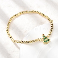 Christmas Brass Micro Pave Cubic Zirconia Link Bracelets&nbsp;BJEW-K289-01B-G