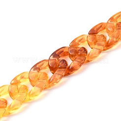 手作りの透明なアクリルカーブチェーン  ツイスト  チョコレート  リンク：16x11.5x8mm  約39.37インチ（1m）/連&nbsp;AJEW-JB00843