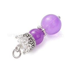 6Pcs 6 Colors Baking Paint Imitation Jade Glass Pendants&nbsp;PALLOY-JF04447