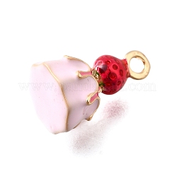 亜鉛合金エナメルのチャーム  18KGP本金メッキ  苺  14.5x8.5x8.5mm  穴：1.6mm&nbsp;FIND-U029-01G-09