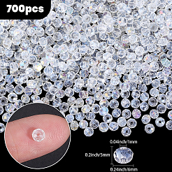 700個の電気メッキガラスビーズ  ABカラーメッキ  多面カット  ロンデル  クリアAB  6x5mm  穴：1mm&nbsp;EGLA-PA0001-44B-01