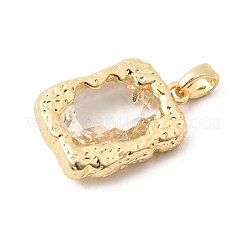 Brass Pave Clear Cubic Zirconia Pendants&nbsp;KK-B179-01G
