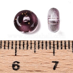 電気メッキの透明な色、虹、グリッターパウダー、ガラスシードビーズ  ドーナツ  オールドローズ  6.5x3mm  穴：1.2mm  約2500個/ポンド&nbsp;SEED-T007-04A