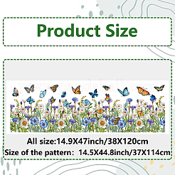 ポリ塩化ビニールの窓の静的なステッカー  長方形  窓の装飾用  花  380x1160mm&nbsp;AJEW-WH0385-0100