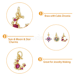 6Pcs 3 Style Brass Micro Pave Cubic Zirconia Charms&nbsp;KK-DC0003-17