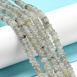 ナチュラルホワイトラブラドライトビーズ連売り  ロンデル  4~4.5x2~2.5mm  穴：1.2mm  約155~163個/連  15.24''~15.31''（38.7~38.9センチメートル）&nbsp;G-K343-C06-01