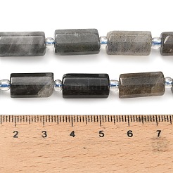 天然石ラブラドライトビーズ連売り  コラム  シードビーズで  多面カット  15.5~17x8~8.5mm  穴：1.2mm  約20個/連  15.08''（38.3センチメートル）&nbsp;G-L634-W01-01