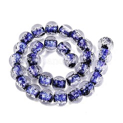 手作りの箔ガラスビーズ連売り  ロンデル  ブルー  11.5~12x9.5~10mm  穴：1.2~1.6mm  約30個/連  11.42~11.81インチ（29~30cm）&nbsp;FOIL-Q002-01A-01
