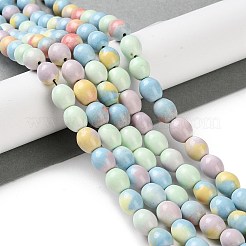 天然レインボーアラシャン瑪瑙ビーズ連売り  染め  オーバル  ミックスカラー  9.5x8~8.5mm  穴：0.7mm  約43個/連  16.34インチ（41.5cm）&nbsp;G-NH0022-O01-01