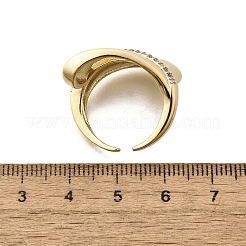 Brass Micro Pave Clear Cubic Zirconia Cuff Rings for Women&nbsp;RJEW-G347-04G