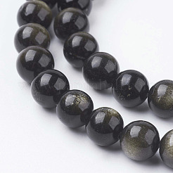 天然石ゴールデンシーンオブシディアンビーズ連売り  ラウンド  8mm  穴：1mm  約48個/連  15.5インチ&nbsp;X-G-C068-8mm-9