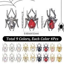 36Pcs 9 Colors Alloy Rhinestone Cabochons&nbsp;FIND-SP0004-45