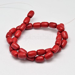 染色バレル合成ターコイズビーズ連売り  レッド  12x8mm  穴：1mm  約31個/連  15.7インチ&nbsp;G-M142-06