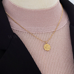 Bohemian 304 Stainless Steel Embossed Flower Pendant Necklaces for Women&nbsp;WG2EB36-01