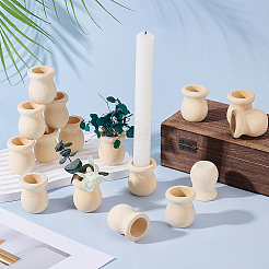 未完成の空白の木製花瓶30個  DIYの手塗りの工芸品のため  湯通しアーモンド  35x40mm&nbsp;WOOD-PH0003-75