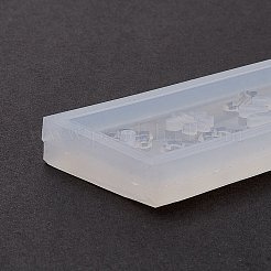 DIYブックマークシリコンモールド  レジン型  UVレジン用  エポキシ樹脂ジュエリー作り  骨と犬の足のプリントが付いた長方形  ホワイト  150x33x7mm  穴：2.5mm  内径：140x26mm&nbsp;DIY-C045-07