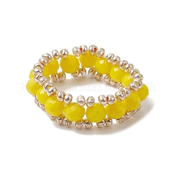 女性用ファセットロンデルガラスビーズストレッチリング  ミックスカラー  8mm  内径：17mm  6個/セット&nbsp;RJEW-JR00824