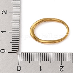 304ステンレススチールリンクリング  テクスチャ付き楕円形  18KGP本金メッキ  19x13x2mm  内径：15.5x9.5mm&nbsp;STAS-M061-03G-01