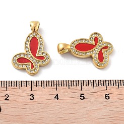 アクリルパーツ  イオンプレーティング（IP）304ステンレススチールラインストーン金具  14KGP本金メッキ  蝶  18x21x2mm  穴：4x3mm&nbsp;STAS-P343-06B-G