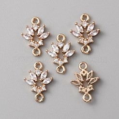 真鍮製クリスタルラインストーンコネクターチャーム  花のリンク  ライトゴールド  15~15.5x11x2.7mm  穴：1.4~1.5mm&nbsp;LS-KK-WH0044-97