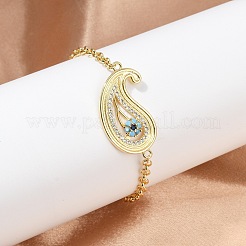 Brass Micro Pave Cubic Zirconia Link Bracelets&nbsp;BJEW-H202-03G