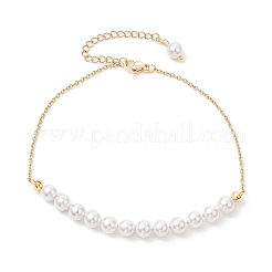 3Pcs 3 Colors Gemstone and Shell Pearl Round Beaded Ankelets&nbsp;AJEW-AN00707