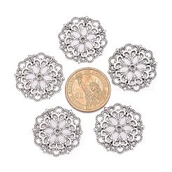 チベットスタイルフィリグリーのジョイナのリンク  カドミウムフリー＆鉛フリー  花  アンティークシルバー  29x1mm  穴：1.2mm&nbsp;TIBE-A11623-AS-LF