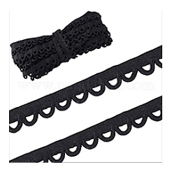10ヤードのコットンシングルピコットエッジリボン  手作りレーストリミング  ブラック  5/8インチ（15mm）&nbsp;OCOR-WH0070-142B