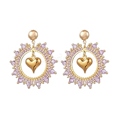 Iron Heart Dangle Stud Earrings&nbsp;EJEW-MZ00405-02