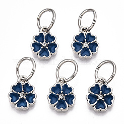 Enamel Style Flower Alloy Rhinestone Charms&nbsp;ENAM-S085-02