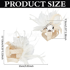 女性用フェザーアリゲーターヘアクリップ  鉄クリップ付き  フローラルホワイト  110~130x150x50~60mm&nbsp;OHAR-WH0034-13B