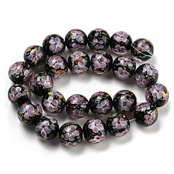 Handmade Inner Flower Lampwork Beads Strands&nbsp;LAMP-L072-F02