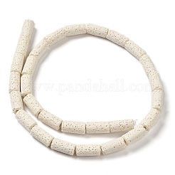 天然溶岩岩ビーズ連売り  コラム  染め  フローラルホワイト  14x7mm  穴：1.5mm  約28個/連  15.55''（39.5~40センチメートル）&nbsp;G-L586-E02-07
