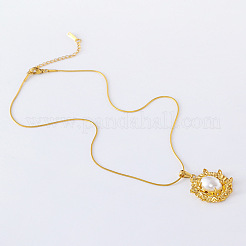 3Pcs French Vintage Stainless Steel Pave Imitation Pearl Flower Pendant Necklaces for Women&nbsp;LI4518