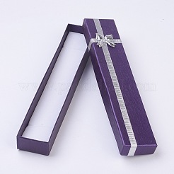 厚紙のジュエリーボックス  ネックレスボックス  ちょう結びに  長方形  ダークスレートブルー  215x40x25mm&nbsp;LS-CBOX-WH0001-B01