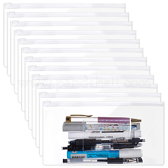 A120サイズ透明PVCプラスチック製ジップトップ式ファイルバッグ 6枚  長方形  ホワイト  23x12x0.01cm&nbsp;ABAG-WA0001-04