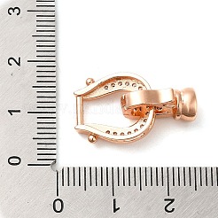Rack Plating Brass Micro Pave Clear Cubic Zirconia U-Shaped Fold Over Clasps&nbsp;KK-K349-13RG