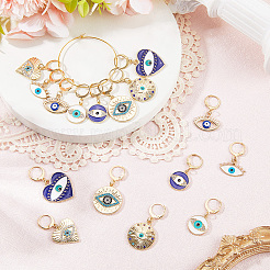 16Pcs 8 Styles Evil Eye Alloy Enamel Pendant Locking Stitch Markers&nbsp;HJEW-SC00179