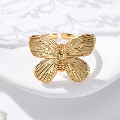 Brass Open Cuff Rings for Women&nbsp;RJEW-G341-04G-02